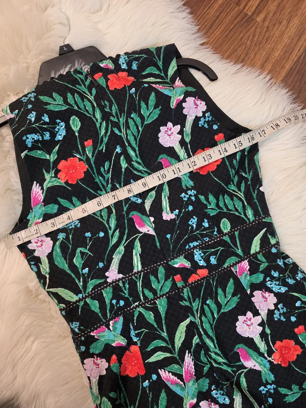 kate spade Black Floral Embroidered V-Neck Mini Dress